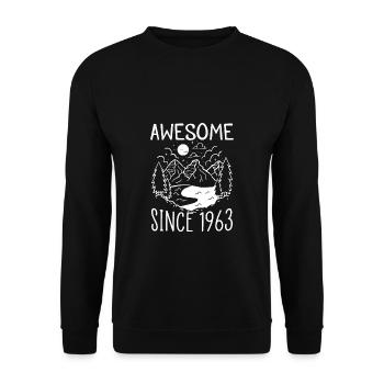 Awesome Since 1963 60. Geburtstag Shirt Geschenk - Unisex Pullover - Schwarz - Vorne - Alina (178cm) & Michal (187cm)