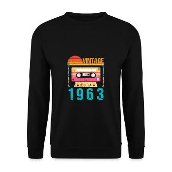 Vintage Cassette 1963 60th Birthday Shirt - Sweat-shirt Unisexe - noir - Devant - Alina (178cm) & Michal (187cm)