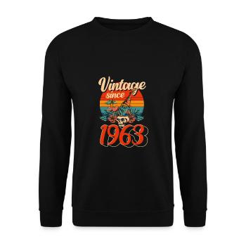 Vintage Palmen 1963 60. Geburtstag Geschenk - Unisex Pullover - Schwarz - Vorne - Alina (178cm) & Michal (187cm)