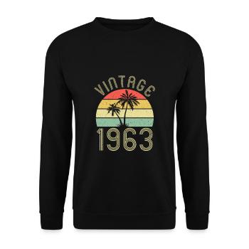 Vintage Palmen 1963 60. Geburtstag Geschenk - Unisex Pullover - Schwarz - Vorne - Alina (178cm) & Michal (187cm)