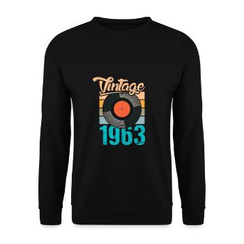 Vintage 1963 Record 60th Birthday Shirt - Sweat-shirt Unisexe - noir - Devant - Alina (178cm) & Michal (187cm)