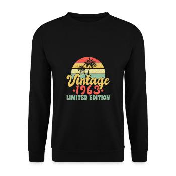 Vintage 1963 Chemise Cadeau 60e anniversaire - Sweat-shirt Unisexe - noir - Devant - Alina (178cm) & Michal (187cm)