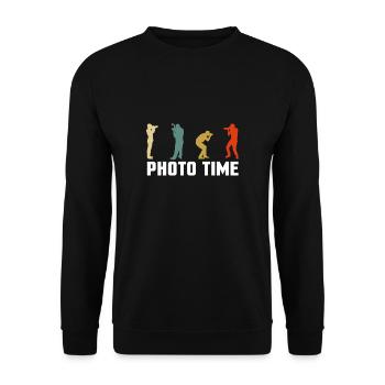 Vintage Retro Photo Time Shirt Geschenk Fotograf - Unisex Pullover - Schwarz - Vorne - Alina (178cm) & Michal (187cm)