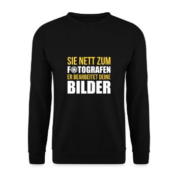 Soyez gentil avec le photographe qui édite vos photos - Sweat-shirt Unisexe - noir - Devant - Alina (178cm) & Michal (187cm)