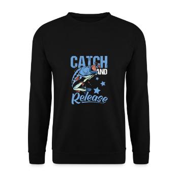 Catch And Release Shirt Angler Gift - Unisex Sweatshirt - black - Front - Alina (178cm) & Michal (187cm)
