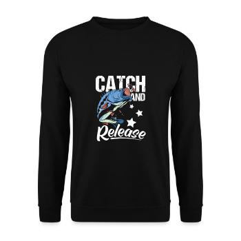 Catch And Release Shirt Angler Gift - Unisex Sweatshirt - black - Front - Alina (178cm) & Michal (187cm)