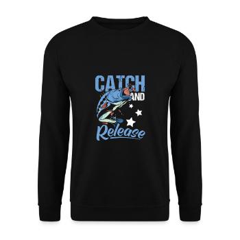 Catch And Release Shirt Angler Gift - Unisex Sweatshirt - black - Front - Alina (178cm) & Michal (187cm)