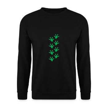 Forsch Fußspuren Shirt Geschenk - Unisex Pullover - Schwarz - Vorne - Alina (178cm) & Michal (187cm)