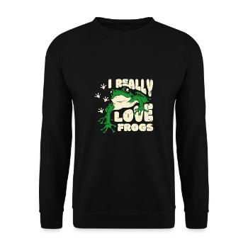 I Really Love Frogs Shirt Geschenk - Unisex Pullover - Schwarz - Vorne - Alina (178cm) & Michal (187cm)