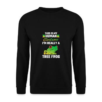 Frosch Shirt Geschenk - Unisex Pullover - Schwarz - Vorne - Alina (178cm) & Michal (187cm)