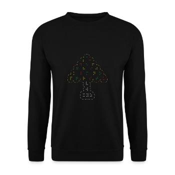 Weihnachtsbaum Ugly Christmas Blindenschrift - Unisex Pullover - Schwarz - Vorne - Alina (178cm) & Michal (187cm)
