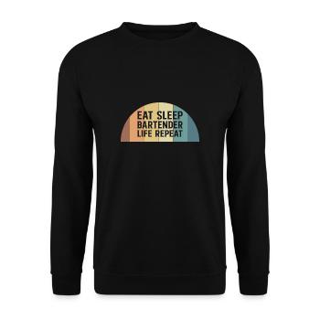 Eat Sleep Barman Life Repeat Shirt - Sweat-shirt Unisexe - noir - Devant - Alina (178cm) & Michal (187cm)
