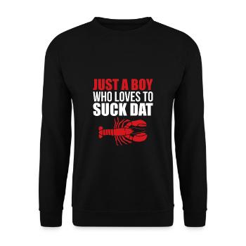 Juste un garçon qui aime sucer la chemise dat écrevisse - Sweat-shirt Unisexe - noir - Devant - Alina (178cm) & Michal (187cm)