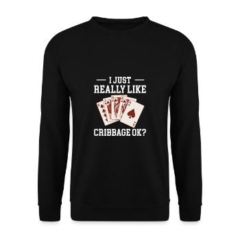 J’aime vraiment le cribbage ok? - Sweat-shirt Unisexe - noir - Devant - Alina (178cm) & Michal (187cm)