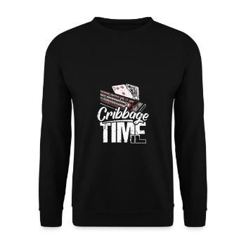 Cribbage Time Shirt Geschenk - Unisex Pullover - Schwarz - Vorne - Alina (178cm) & Michal (187cm)