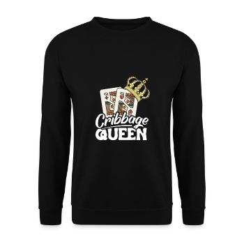 Cribbage Queen Shirt Geschenk - Unisex Pullover - Schwarz - Vorne - Alina (178cm) & Michal (187cm)