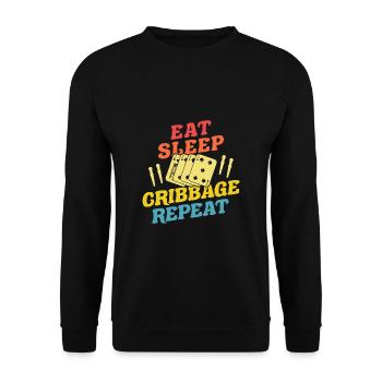 Manger Sommeil Cribbage Répéter Chemise Cadeau - Sweat-shirt Unisexe - noir - Devant - Alina (178cm) & Michal (187cm)
