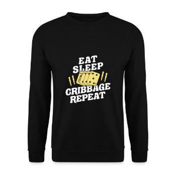 Manger Sommeil Cribbage Répéter Chemise Cadeau - Sweat-shirt Unisexe - noir - Devant - Alina (178cm) & Michal (187cm)