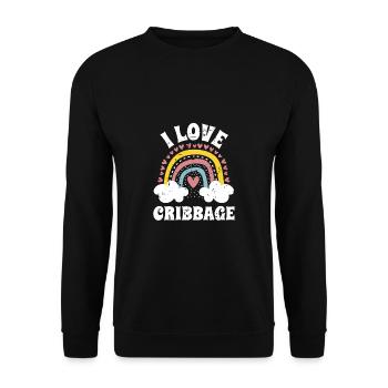 J’aime le cadeau de chemise de cribbage - Sweat-shirt Unisexe - noir - Devant - Alina (178cm) & Michal (187cm)