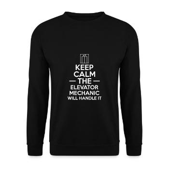 Keep Calm The Elvator Mechanic Will Handle It - Unisex Sweatshirt - black - Front - Alina (178cm) & Michal (187cm)