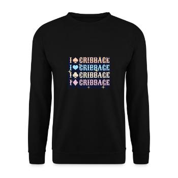 J’aime le cadeau de chemise de cribbage - Sweat-shirt Unisexe - noir - Devant - Alina (178cm) & Michal (187cm)