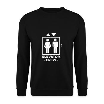 Elevator Crew Shirt Geschenk - Unisex Pullover - Schwarz - Vorne - Alina (178cm) & Michal (187cm)