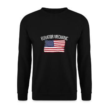Elevator Mechanic USA Flag America Flag - Unisex Sweatshirt - black - Front - Alina (178cm) & Michal (187cm)