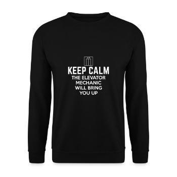 Keep Calm The Elevator Mechanic Will Bring - Unisex Sweatshirt - black - Front - Alina (178cm) & Michal (187cm)