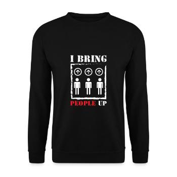 J’amène les gens dans l’ascenseur Aufzug - Sweat-shirt Unisexe - noir - Devant - Alina (178cm) & Michal (187cm)