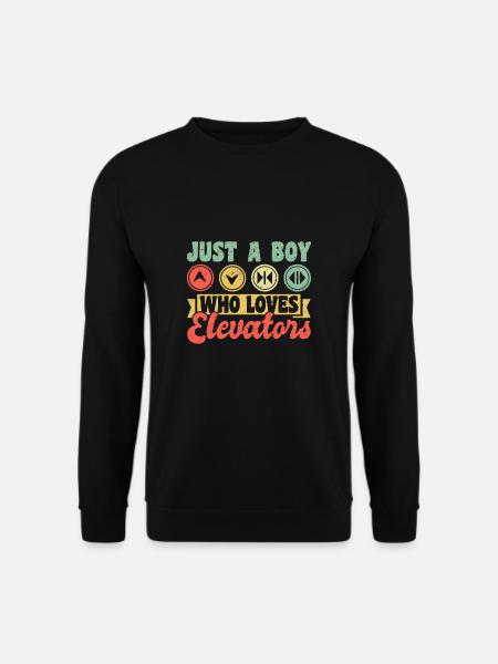Just A Boy Who Loves Elevators Shirt Geschenk - Unisex Pullover - Schwarz