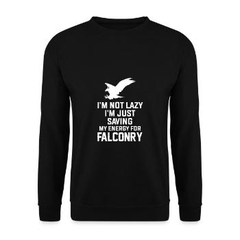 Im Not Lazy Falkner Shirt Geschenk - Unisex Pullover - Schwarz - Vorne - Alina (178cm) & Michal (187cm)