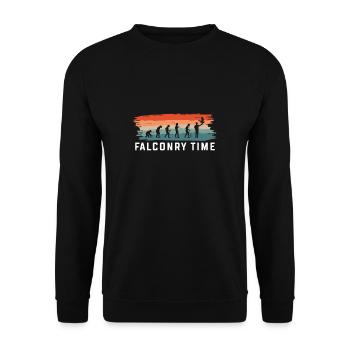 Vintage Retro Falconry Time - Unisex Pullover - Schwarz - Vorne - Alina (178cm) & Michal (187cm)