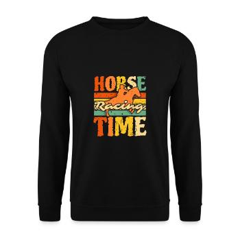 Cadeau de chemise de course de chevaux - Sweat-shirt Unisexe - noir - Devant - Alina (178cm) & Michal (187cm)