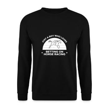 Juste un garçon qui aime parier sur les courses de chevaux - Sweat-shirt Unisexe - noir - Devant - Alina (178cm) & Michal (187cm)