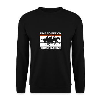 Il est temps de parier sur la chemise de course de chevaux - Sweat-shirt Unisexe - noir - Devant - Alina (178cm) & Michal (187cm)