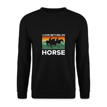 J’adore parier sur le cadeau de chemise de cheval - Sweat-shirt Unisexe - noir - Devant - Alina (178cm) & Michal (187cm)