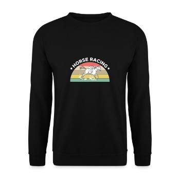Cadeau de chemise de course de chevaux - Sweat-shirt Unisexe - noir - Devant - Alina (178cm) & Michal (187cm)