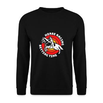 Horse Racing Betting Time Shirt Geschenk - Unisex Pullover - Schwarz - Vorne - Alina (178cm) & Michal (187cm)