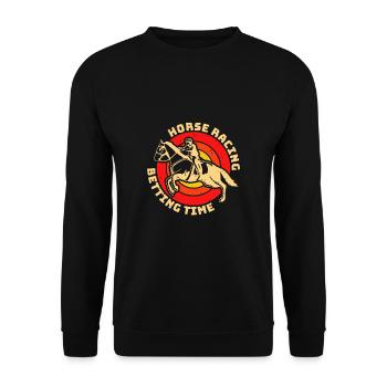 Horse Racing Betting Time Shirt Geschenk - Unisex Pullover - Schwarz - Vorne - Alina (178cm) & Michal (187cm)