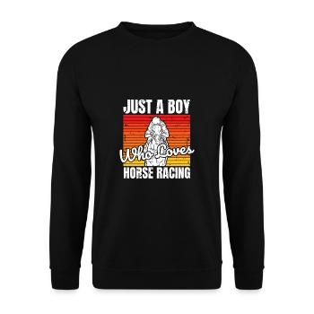 Juste un garçon qui aime le cadeau de chemise de course de chevaux - Sweat-shirt Unisexe - noir - Devant - Alina (178cm) & Michal (187cm)