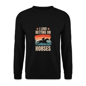 J’adore parier sur le cadeau de chemise de cheval - Sweat-shirt Unisexe - noir - Devant - Alina (178cm) & Michal (187cm)