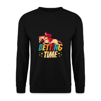 Betting Time Horse Racing Shirt Geschenk - Unisex Pullover - Schwarz - Vorne - Alina (178cm) & Michal (187cm)