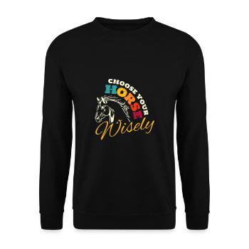 Choisissez votre cadeau de chemise de cheval - Sweat-shirt Unisexe - noir - Devant - Alina (178cm) & Michal (187cm)