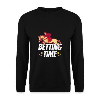 Betting Time Horse Racing Shirt Geschenk - Unisex Pullover - Schwarz - Vorne - Alina (178cm) & Michal (187cm)