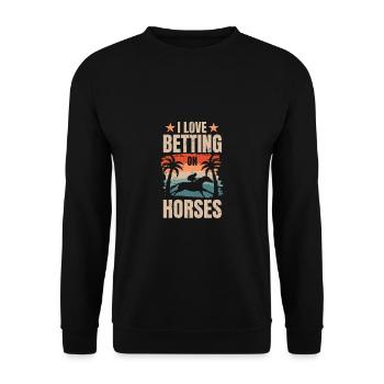 J’adore parier sur le cadeau de chemise de cheval - Sweat-shirt Unisexe - noir - Devant - Alina (178cm) & Michal (187cm)