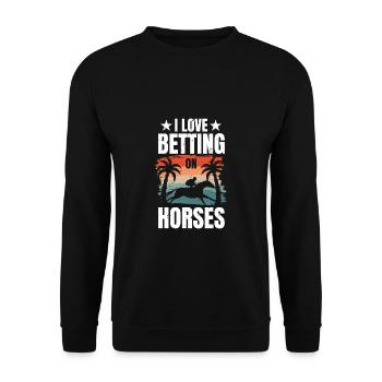 J’adore parier sur le cadeau de chemise de cheval - Sweat-shirt Unisexe - noir - Devant - Alina (178cm) & Michal (187cm)