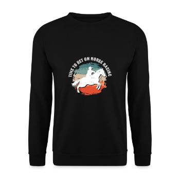 Il est temps de parier sur la chemise de course de chevaux - Sweat-shirt Unisexe - noir - Devant - Alina (178cm) & Michal (187cm)