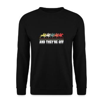 Et ils sont hors cadeau de chemise de course de chevaux - Sweat-shirt Unisexe - noir - Devant - Alina (178cm) & Michal (187cm)