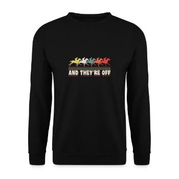 Et ils sont hors cadeau de chemise de course de chevaux - Sweat-shirt Unisexe - noir - Devant - Alina (178cm) & Michal (187cm)