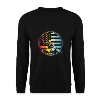 Vintage Retro USA Flag America Flag Kayak - Sweat-shirt Unisexe - noir - Devant - Alina (178cm) & Michal (187cm)